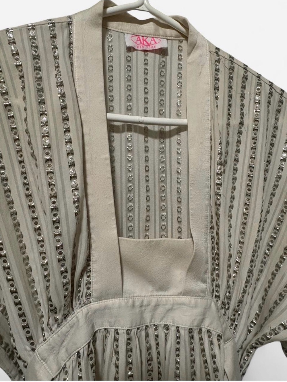 Boho Silk and Metallic Kimono Dress - Picture 4 of 5